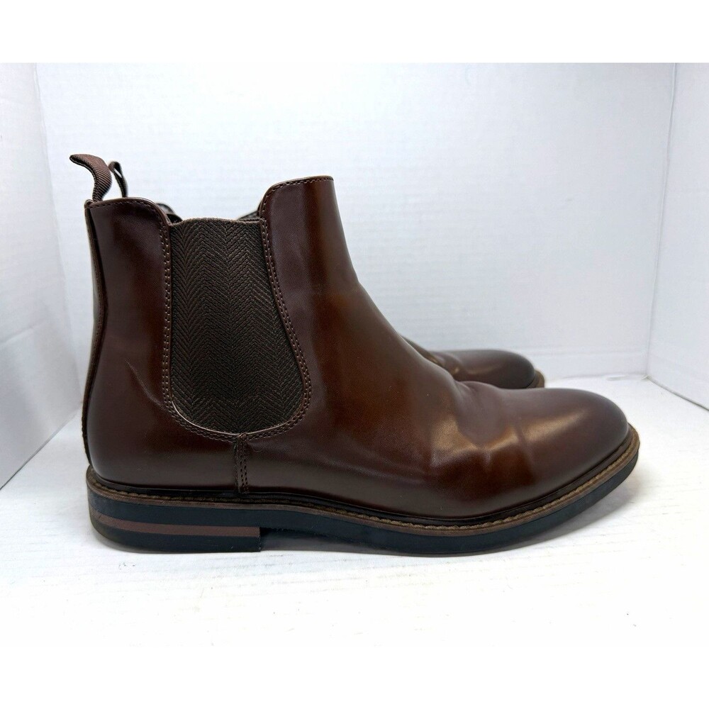 Unlisted Kenneth Cole Men’s Peyton Chelsea Brown Leather Boots Elastic Tab US 8M
